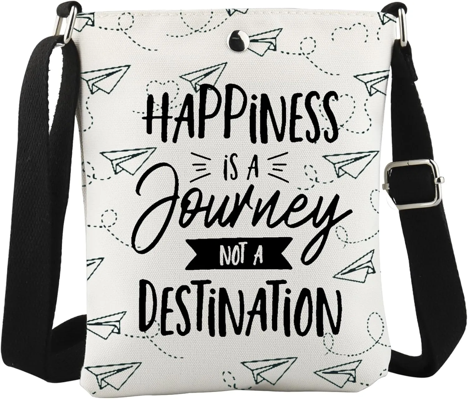WCGXKO Motivation Gift Happiness Is A Journey Not A Destination Positive Affirmation Gifts Encouragement Crossbody Bag