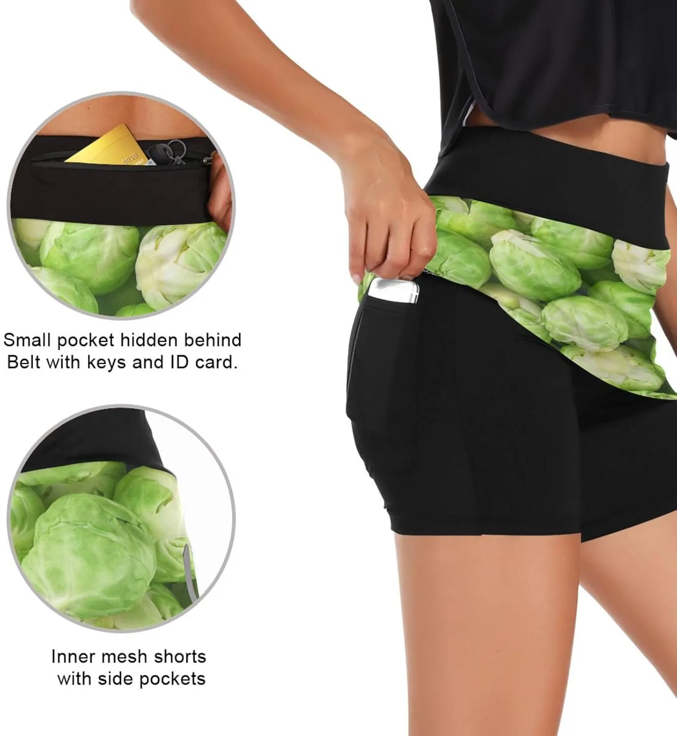 Weeds Leaf Skull Women's Active Performance Skort Lightweight Skirt for Running Tennis Golf Workout Sports