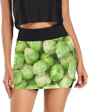 Weeds Leaf Skull Women's Active Performance Skort Lightweight Skirt for Running Tennis Golf Workout Sports