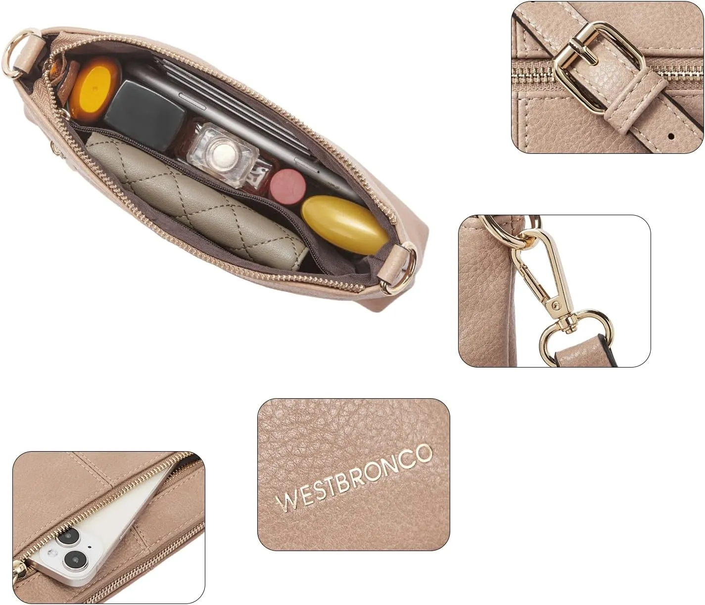WESTBRONCO Crossbody Bag for Women Vegan Leather Wallet Purses Satchel Shoulder Bags Small Size