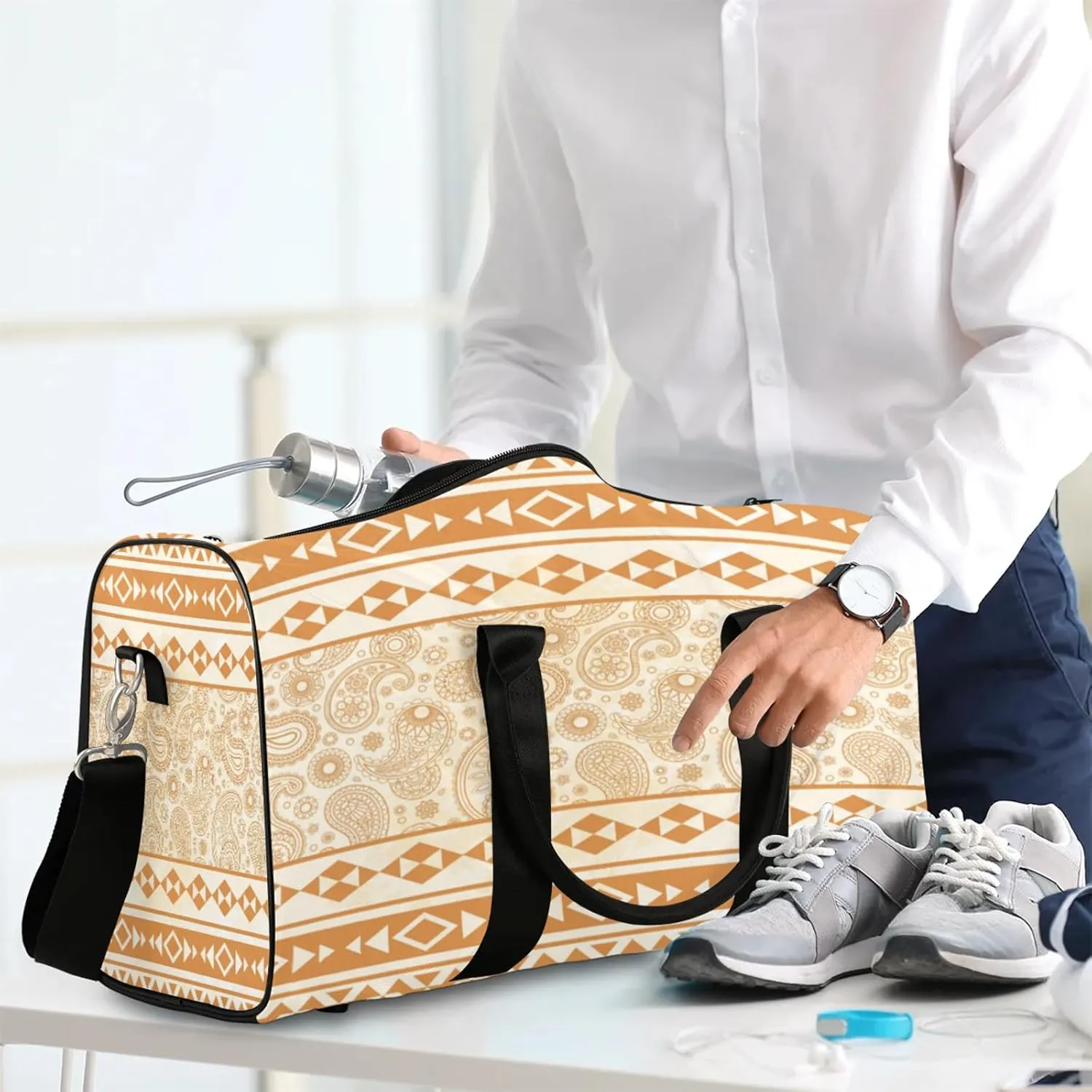 Western Aztec Travel Duffle Bag for Women Men, Carry On Overnight Bag, Weekend Travel Duffel Tote Bags for Trips Sport Hospital