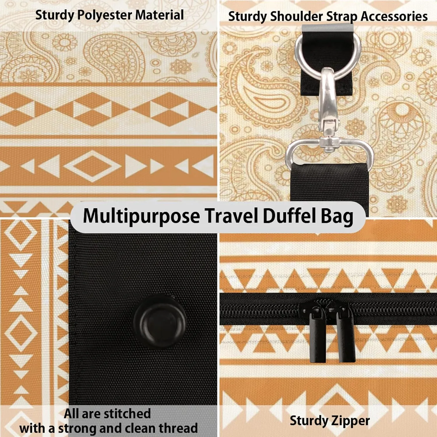 Western Aztec Travel Duffle Bag for Women Men, Carry On Overnight Bag, Weekend Travel Duffel Tote Bags for Trips Sport Hospital