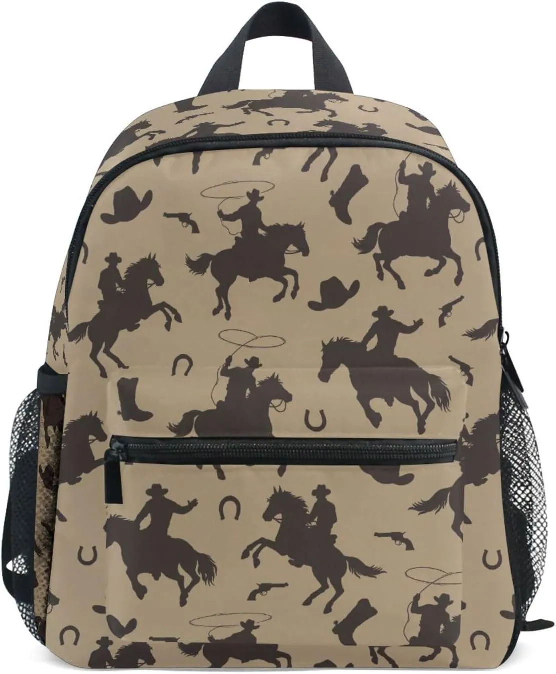 Western Cowboy Toddler Backpack, Kids Preschool Kindergarten School Bag 12 Inch Bookbag Casual Daypack for Boys Girls