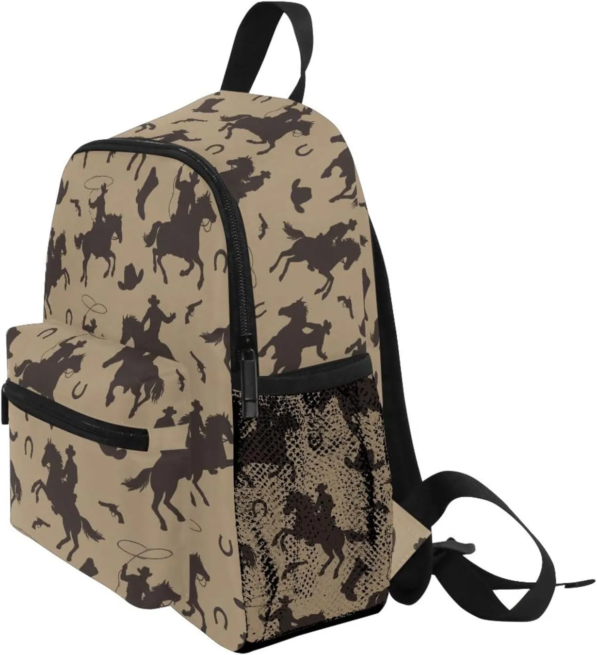 Western Cowboy Toddler Backpack, Kids Preschool Kindergarten School Bag 12 Inch Bookbag Casual Daypack for Boys Girls