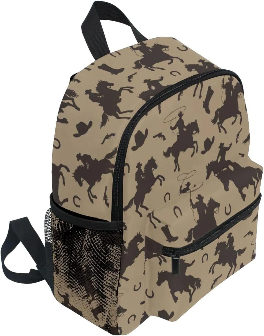 Western Cowboy Toddler Backpack, Kids Preschool Kindergarten School Bag 12 Inch Bookbag Casual Daypack for Boys Girls