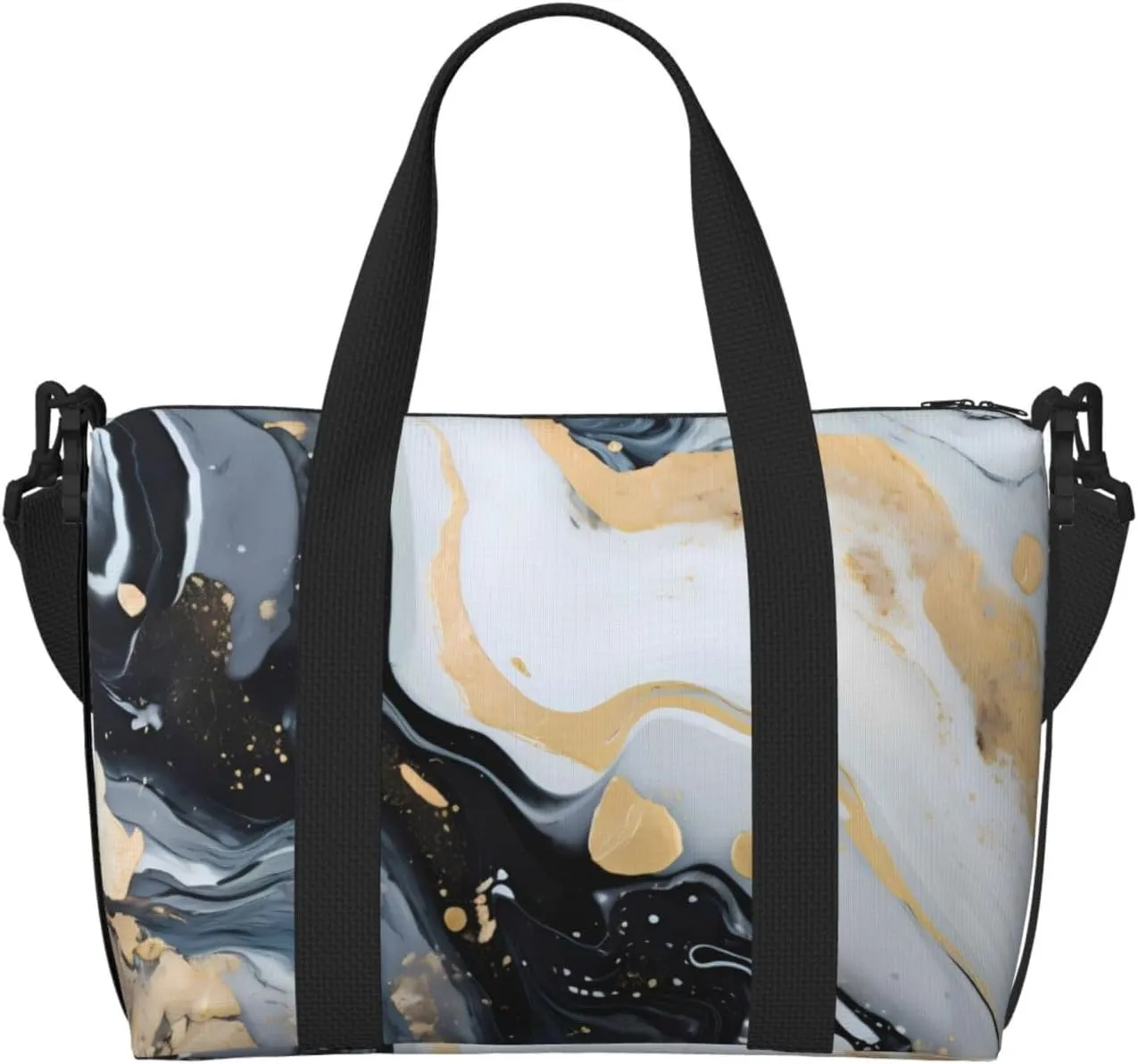 White Gary Marble Travel Bag, Abstract Texture Weekender Overnight Bag, Shoulder Travel Duffel Bag Carry On Gym Bag for Women Men