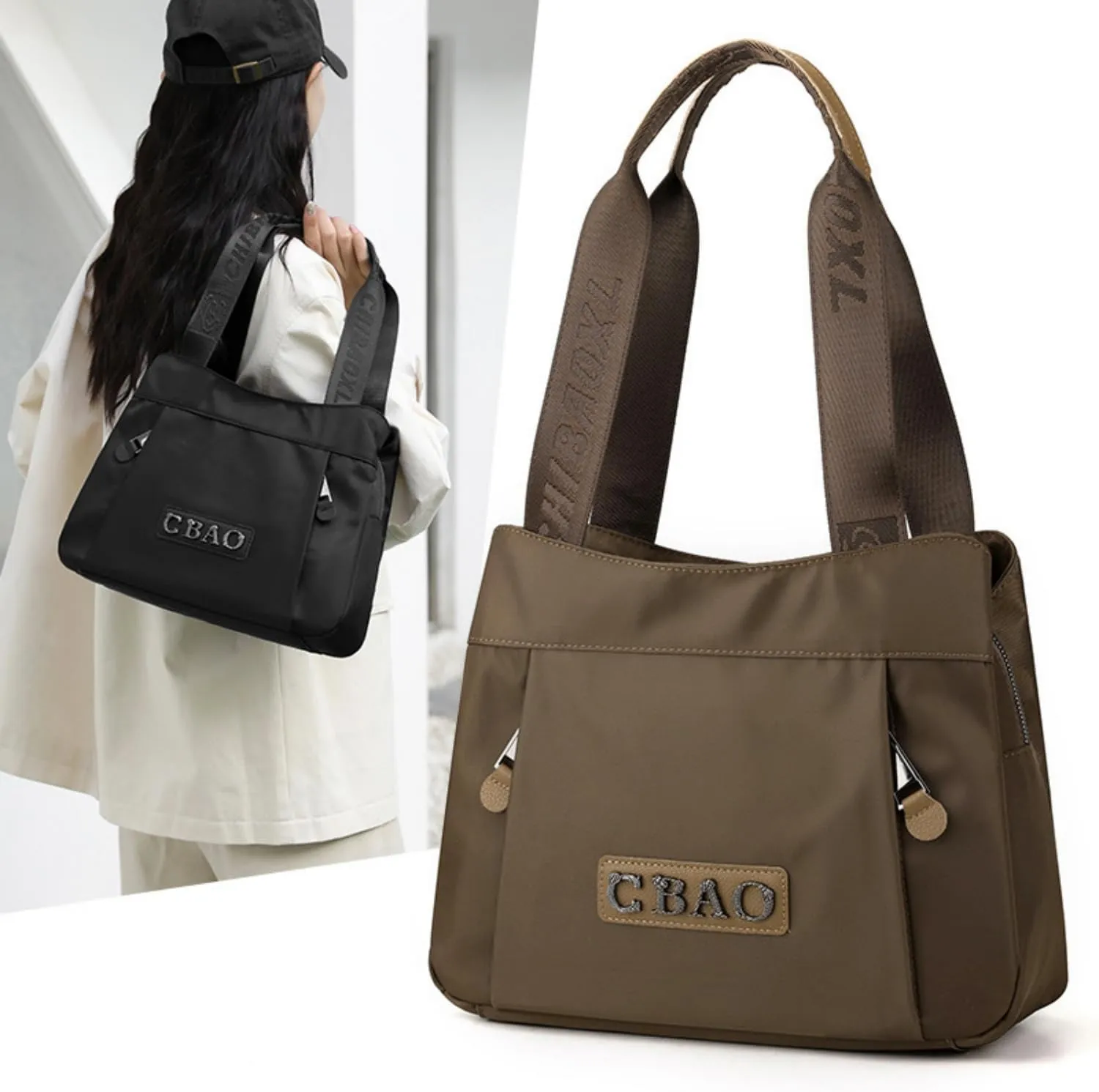 WHITEROWS Large Capacity Nylon Crossbody Bag,CBAO Nylon Handbag,Waterproof Wear-Resistant Shoulder Bag for Women