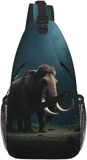Wild Woolly Mammoths Print Sling Bag for Women Men Crossbody, Cute Large Casual Chest Pack for Travel, Work, Hiking