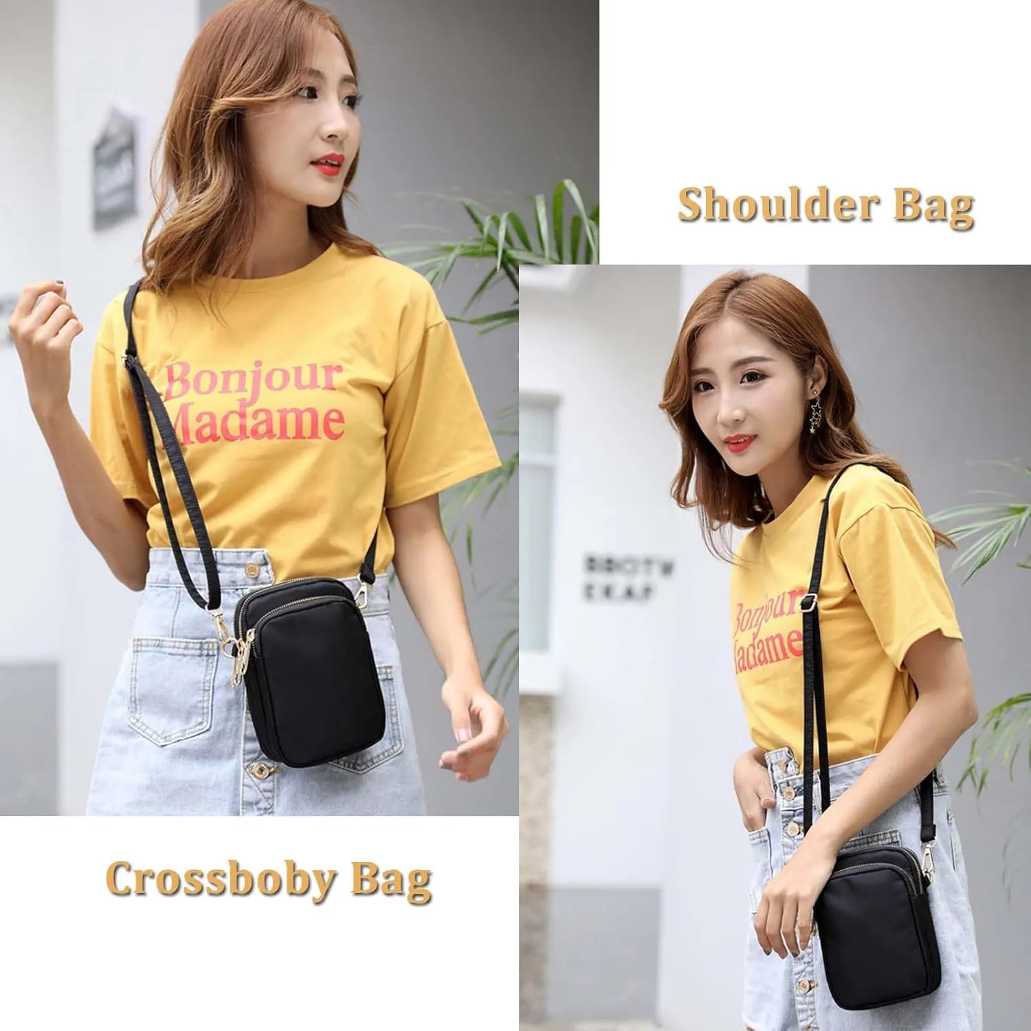 WITERY Waterproof Nylon Cute Crossbody Cell Phone Purse Smartphone Wallet Bag for Women