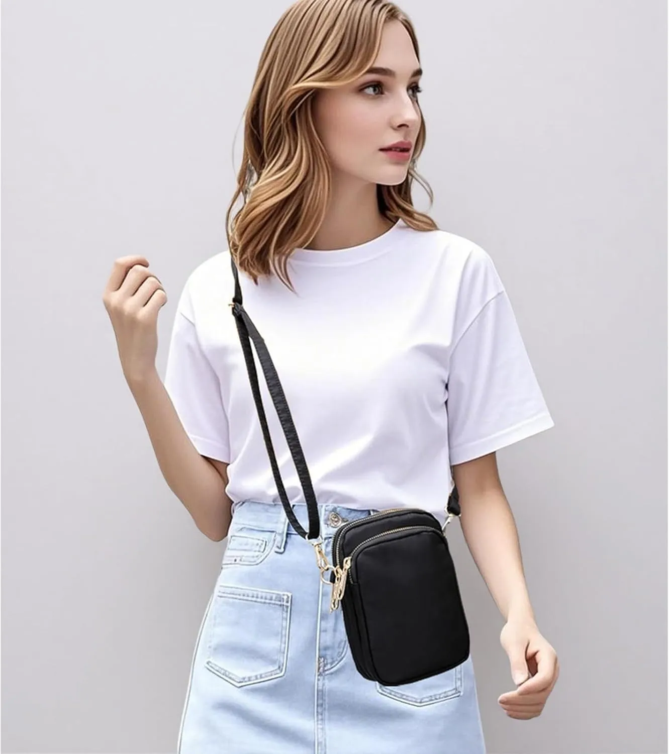 WITERY Waterproof Nylon Cute Crossbody Cell Phone Purse Smartphone Wallet Bag for Women