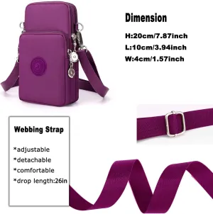 WITERY Waterproof Nylon Cute Crossbody Cell Phone Purse Smartphone Wallet Bag for Women