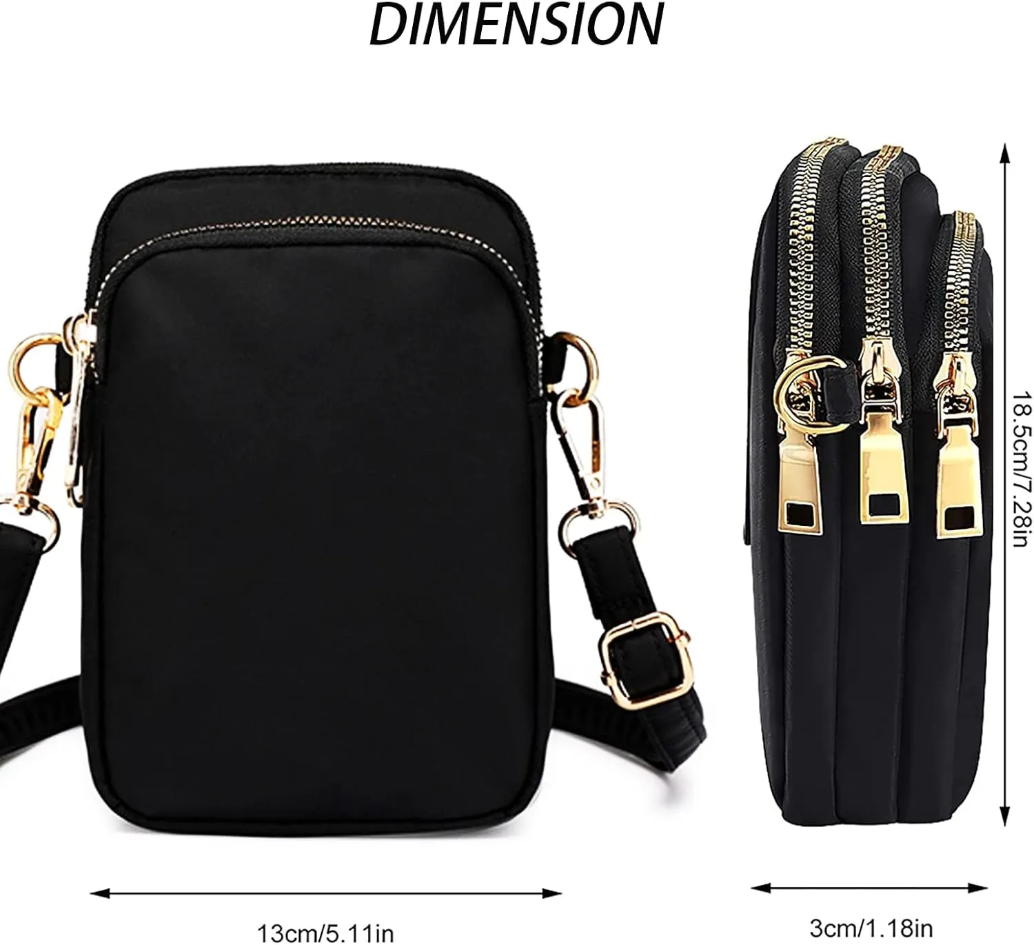 WITERY Waterproof Nylon Cute Crossbody Cell Phone Purse Smartphone Wallet Bag for Women