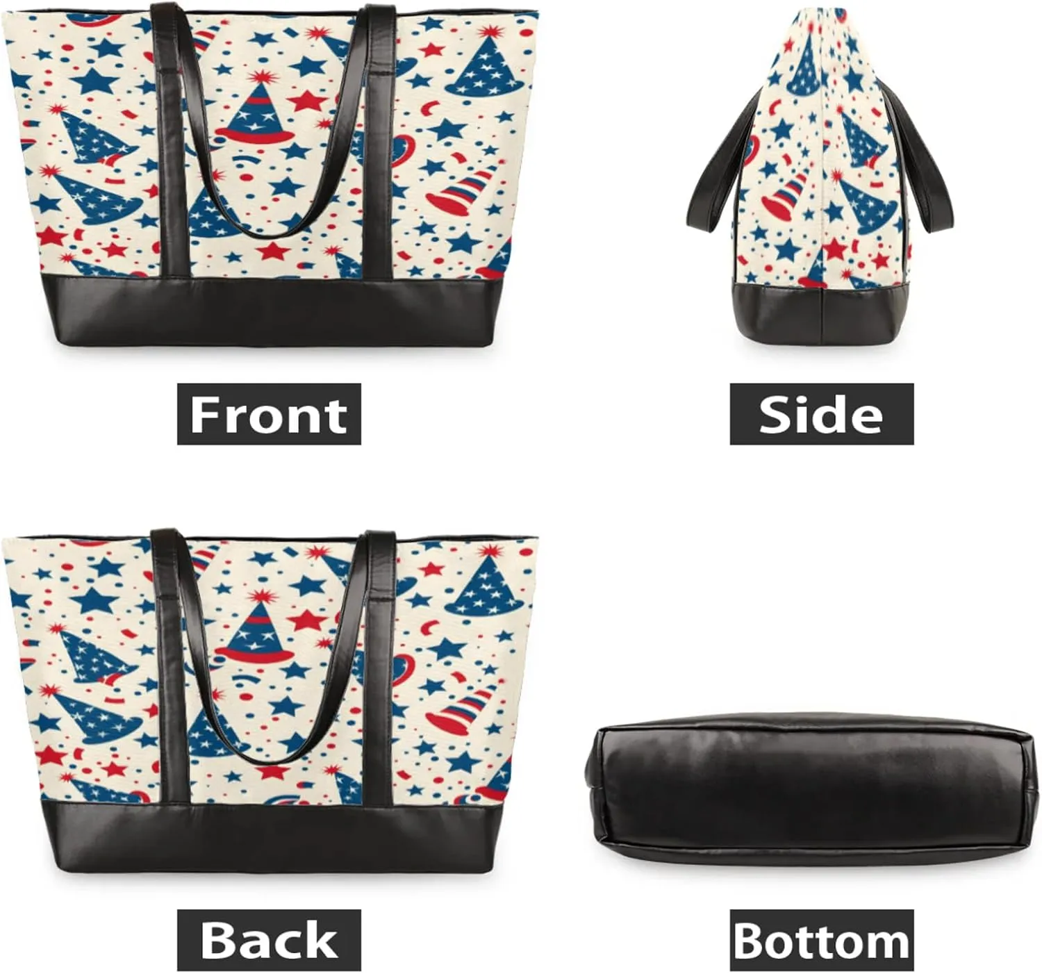 Women Tote Bag with Zipper, Shopper Handbag Travel Purse, PU Leather Laptop Tote Bags, Weekender Tote Bags