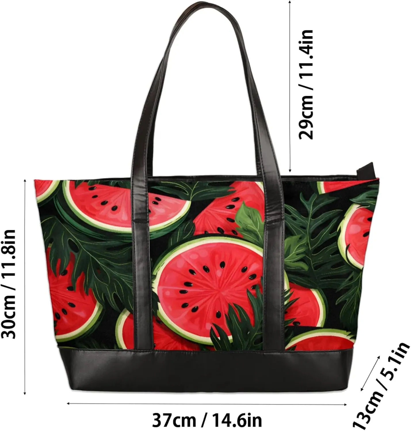 Women Tote Bag with Zipper, Shopper Handbag Travel Purse, PU Leather Laptop Tote Bags, Weekender Tote Bags