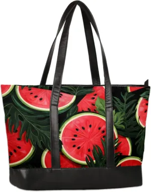 Women Tote Bag with Zipper, Shopper Handbag Travel Purse, PU Leather Laptop Tote Bags, Weekender Tote Bags
