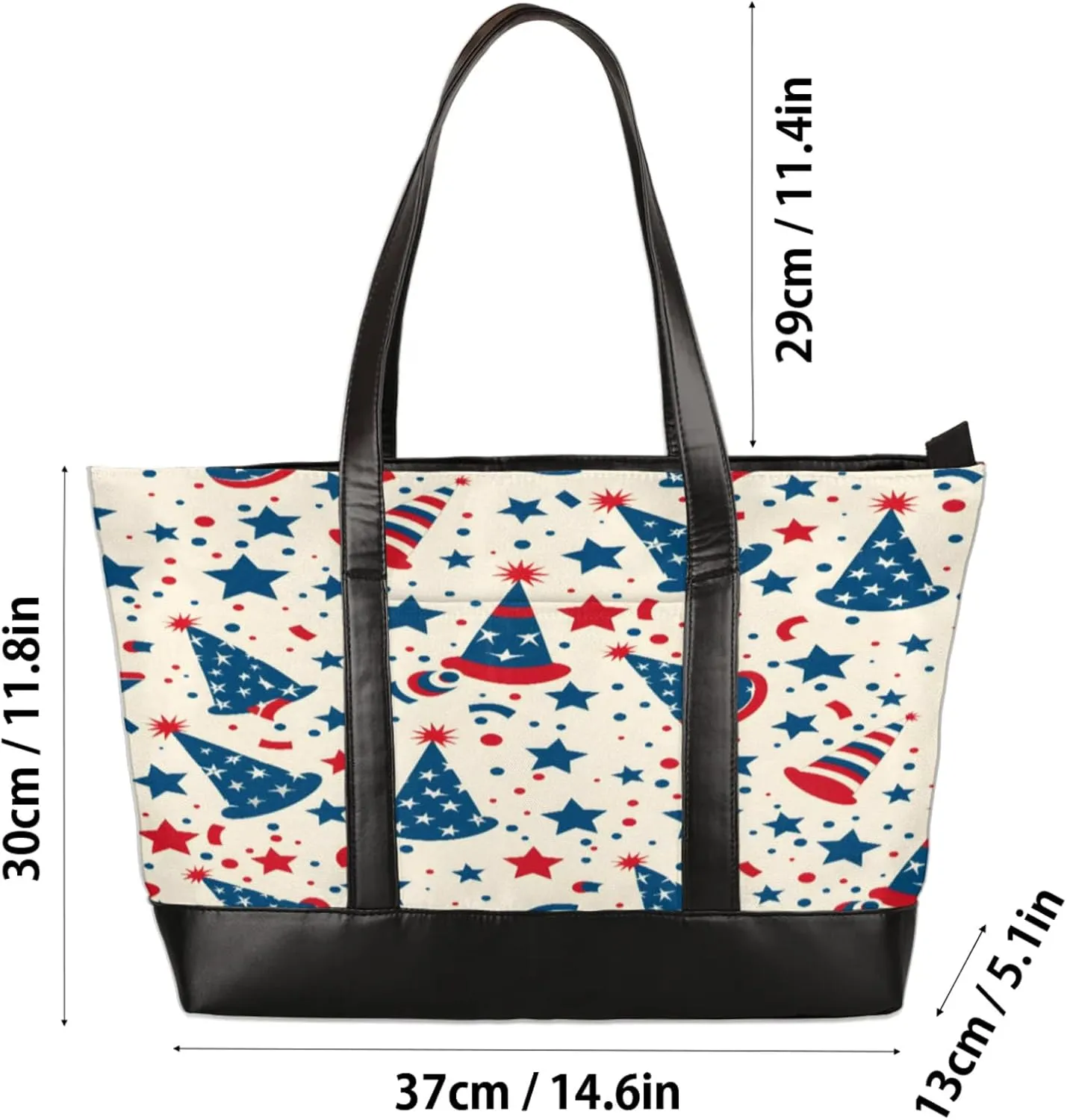 Women Tote Bag with Zipper, Shopper Handbag Travel Purse, PU Leather Laptop Tote Bags, Weekender Tote Bags