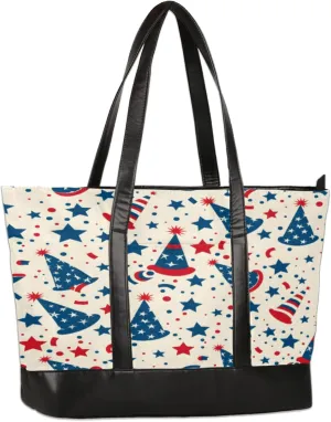 Women Tote Bag with Zipper, Shopper Handbag Travel Purse, PU Leather Laptop Tote Bags, Weekender Tote Bags