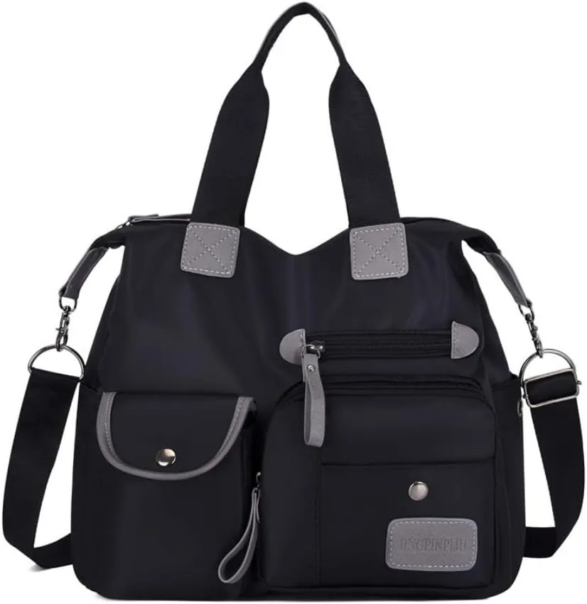 Women’s Bag Mommy Bag One Shoulder Crossbody Portable Travel Large Bag (black)