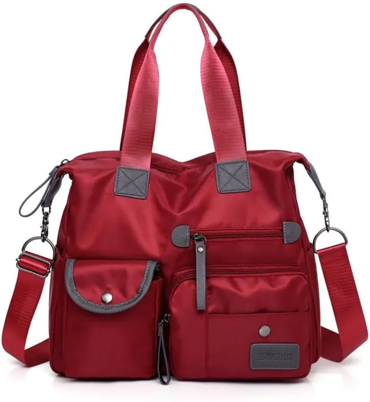 Women’s Bag Mommy Bag One Shoulder Crossbody Portable Travel Large Bag (red)