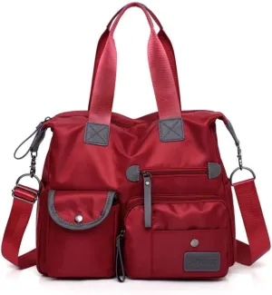 Women’s Bag Mommy Bag One Shoulder Crossbody Portable Travel Large Bag (red)