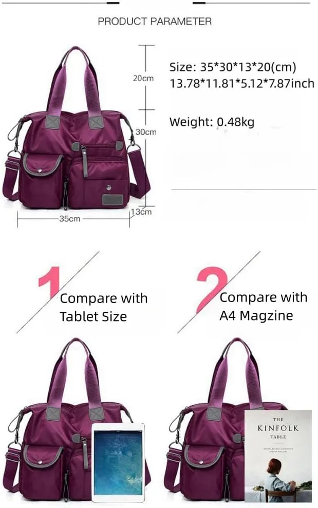 Women’s Bag Mommy Bag One Shoulder Crossbody Portable Travel Large Bag (red)