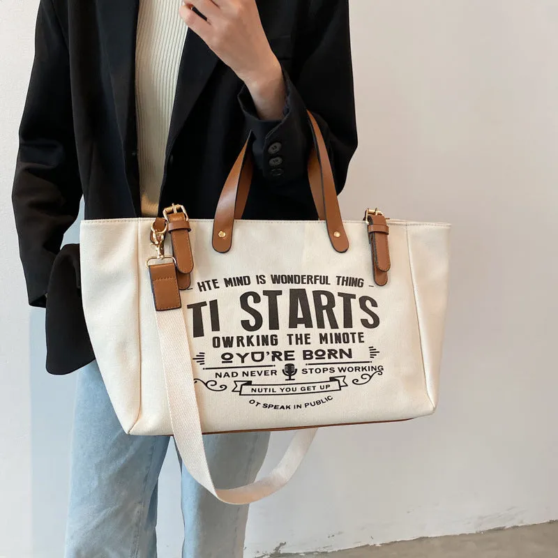 Women's Canvas Korean Style Large Capacity Handbags