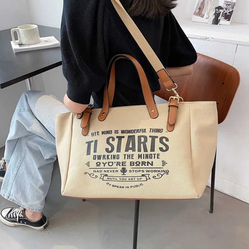 Women's Canvas Korean Style Large Capacity Handbags