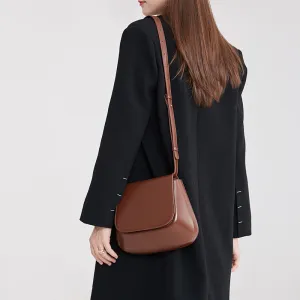 Women's Retro Brown Shell Design Saddle Large Crossbody Bags