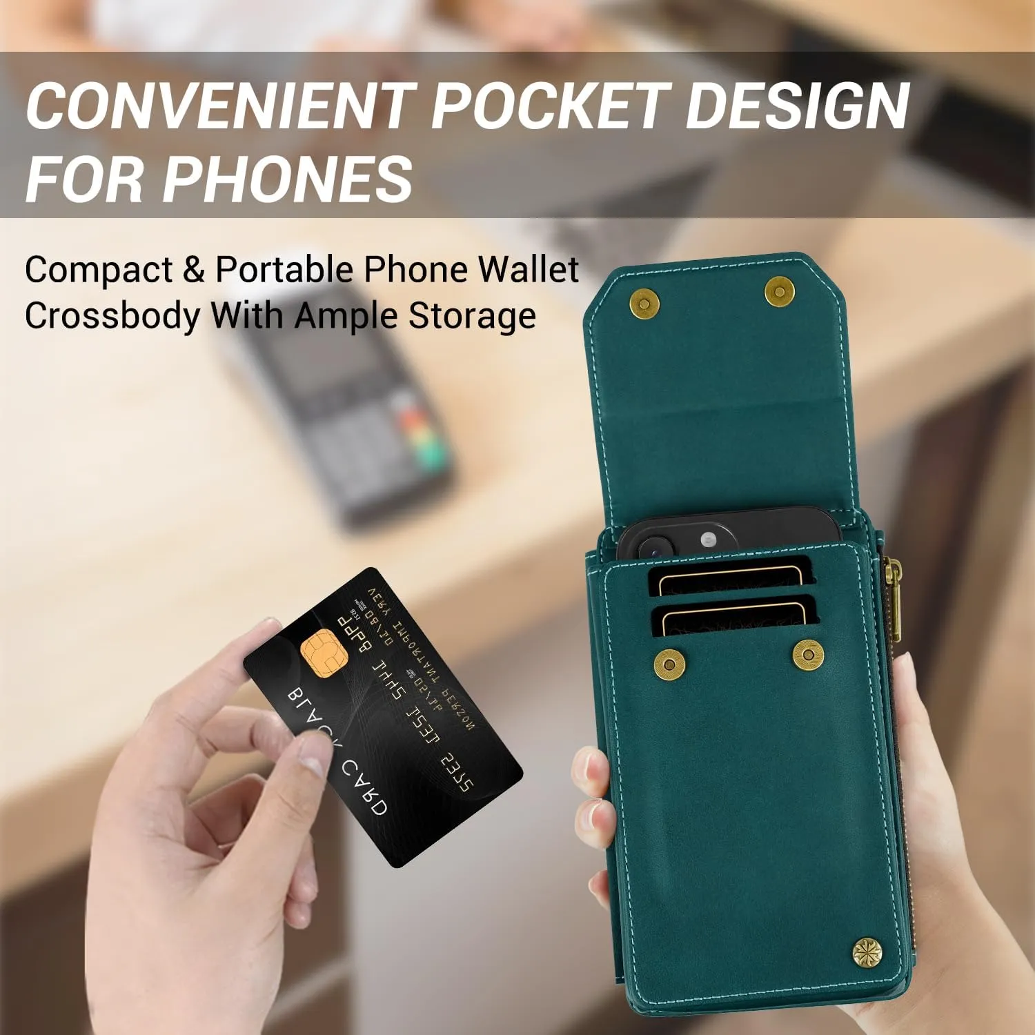 Women's RFID Crossbody Phone Bag, Crossbody Cell Phone Wallet - Adjustable straps Bag with 8 Card Slots & ZipperSlot