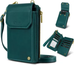 Women's RFID Crossbody Phone Bag, Crossbody Cell Phone Wallet - Adjustable straps Bag with 8 Card Slots & ZipperSlot