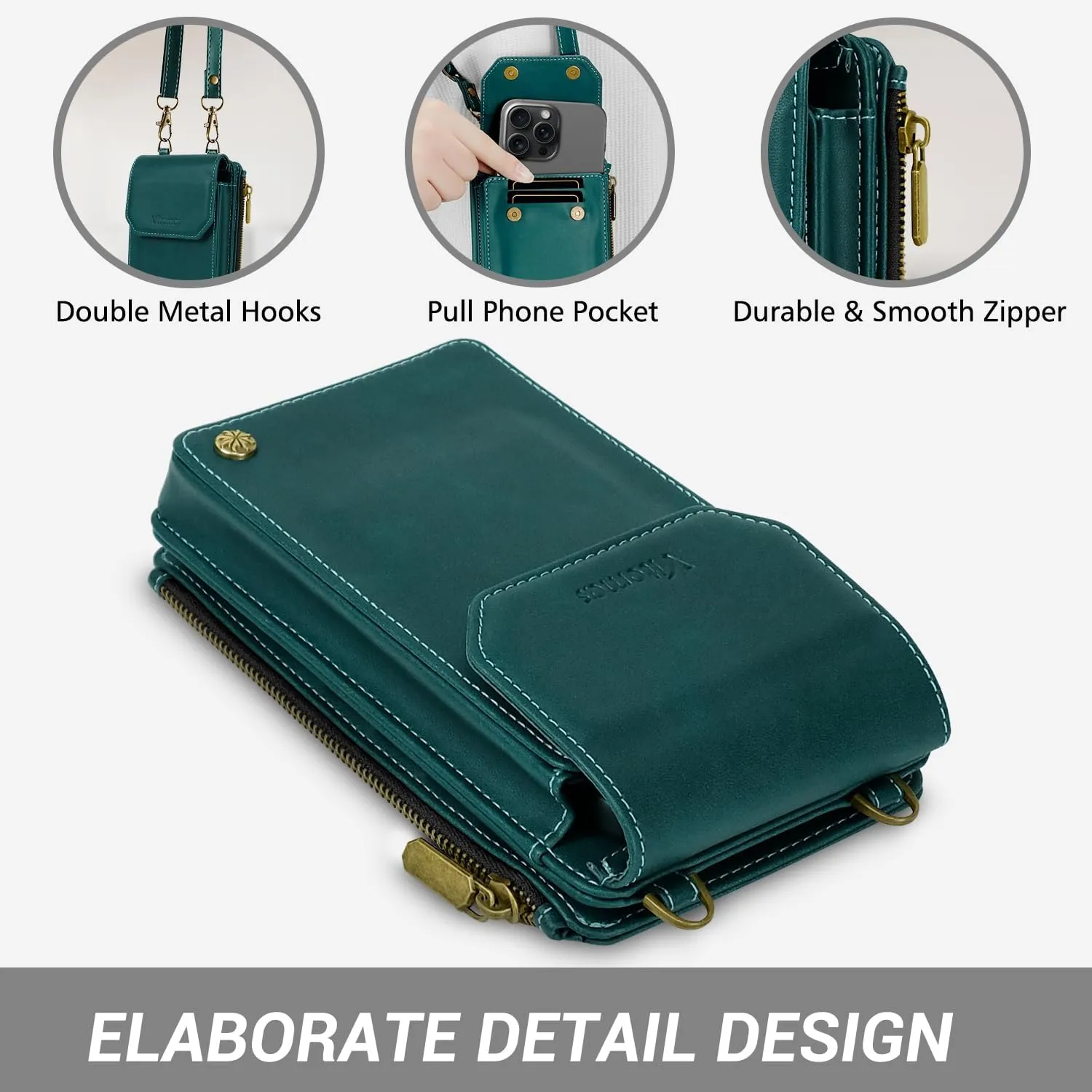Women's RFID Crossbody Phone Bag, Crossbody Cell Phone Wallet - Adjustable straps Bag with 8 Card Slots & ZipperSlot
