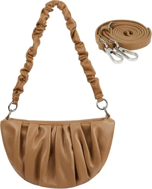 Women's Small Leather Shoulder Crossbody Bag Zipper Hobo Handbags Purse With 2 Strap