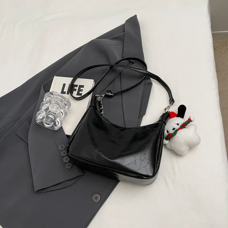 Women's Soft Leather Large Capacity Underarm Chain Crossbody Bags