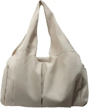 Women's Solid Color Drape Handbag Nylon Shoulder Bag Large Capacity Underarm Bags for Shopping Travel and Sports