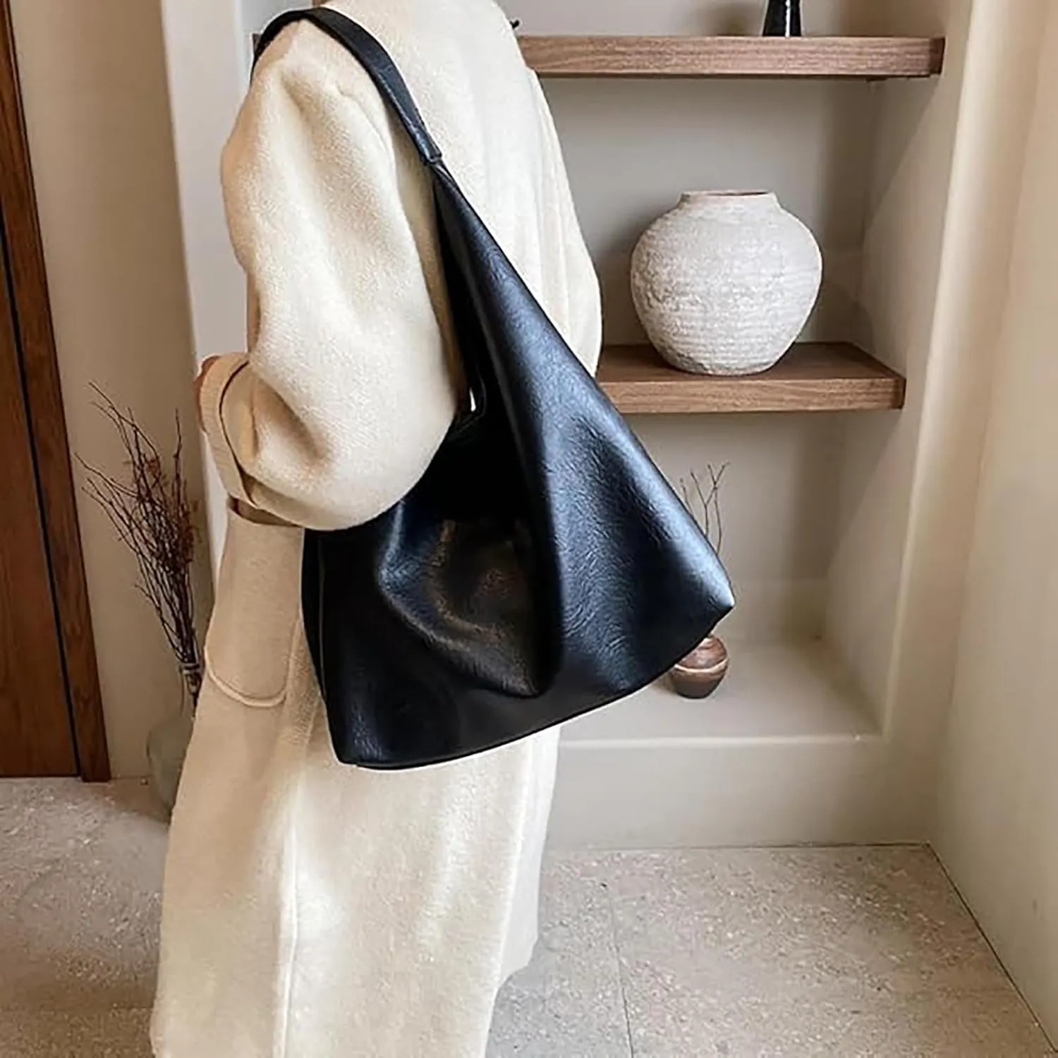 Women's Tote Bag for Work & Travel - Large Capacity Office Handbag with Suede Slouchy Design, Versatile Shoulder Bag