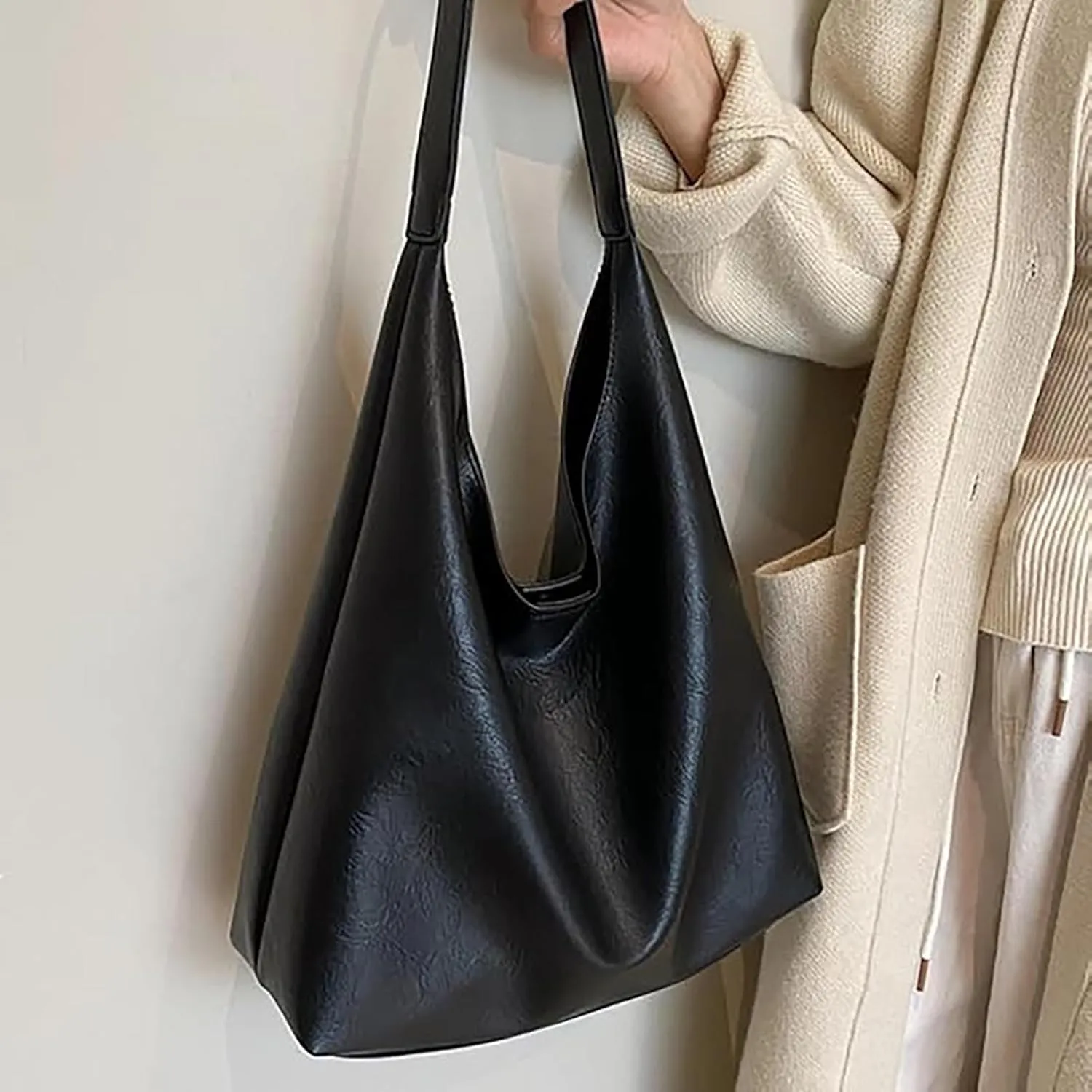 Women's Tote Bag for Work & Travel - Large Capacity Office Handbag with Suede Slouchy Design, Versatile Shoulder Bag