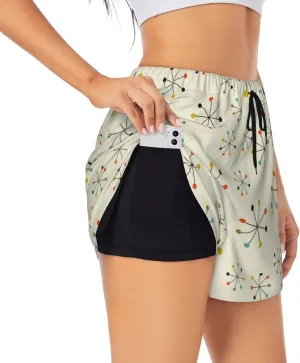 Women's Workout Gym Shorts Lightweight Double-Layer Sports Shorts for Running Tennis Golf