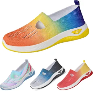 Women's Woven Orthopedic Breathable Sports Shoes, Diabetes Foam Walking Anti-Skid Soft Shoes, Arch Support