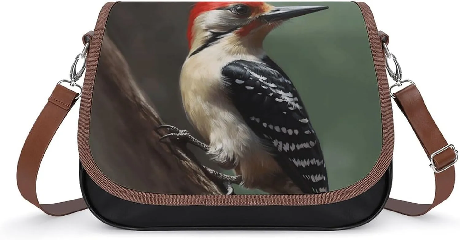 Woodpecker Laptop Tote Bag Leather Computer Bags Lined Shoulder Purse Purses And Handbags Business Office Work Bag Top Handle Handbag for Women