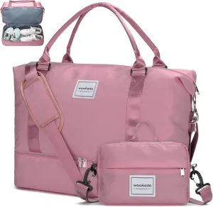 WOOMADA Weekender Overnight Bag for Women, Shoulder Travel Duffel with Shoes Compartment,Gym Bag with Toiletry Bag