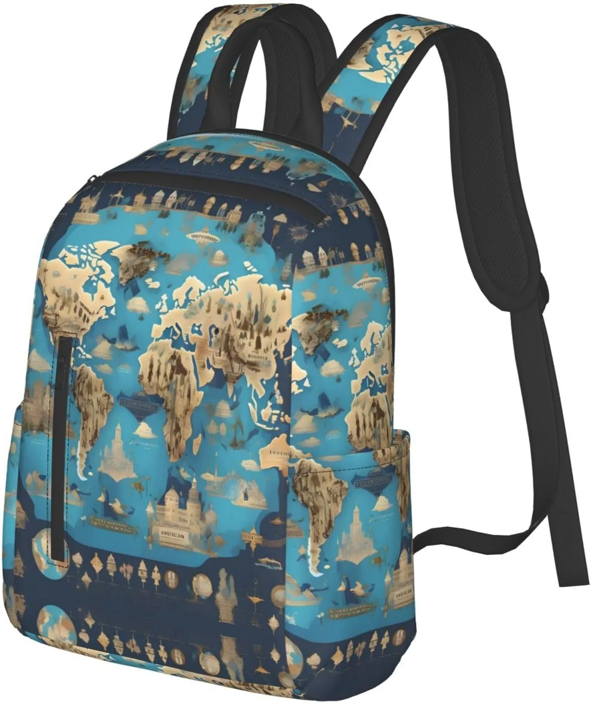 World Geography Map Print Lightweight Backpack, Travel Bookbag College Bag,Laptop Backpack For Men Women
