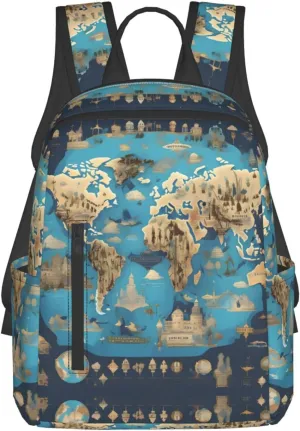 World Geography Map Print Lightweight Backpack, Travel Bookbag College Bag,Laptop Backpack For Men Women