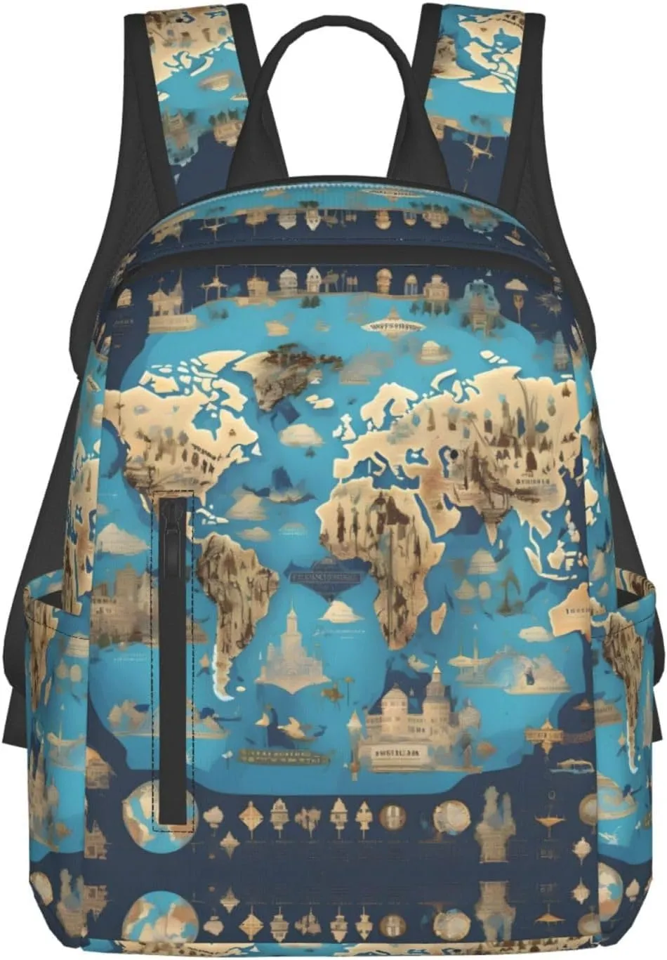 World Geography Map Print Lightweight Backpack, Travel Bookbag College Bag,Laptop Backpack For Men Women