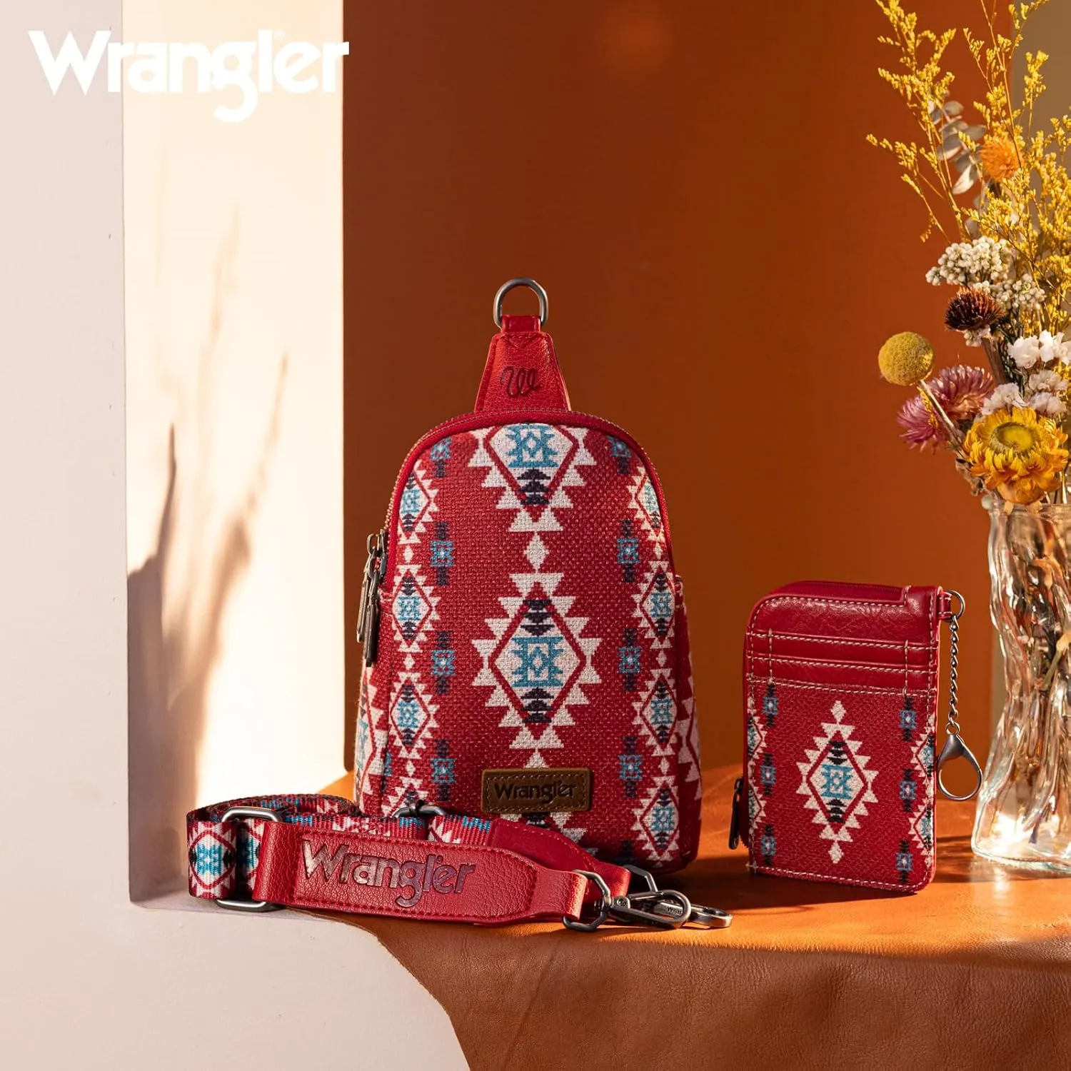 Wrangler Aztec Crossbody Sling Bags for Women Wallet Set