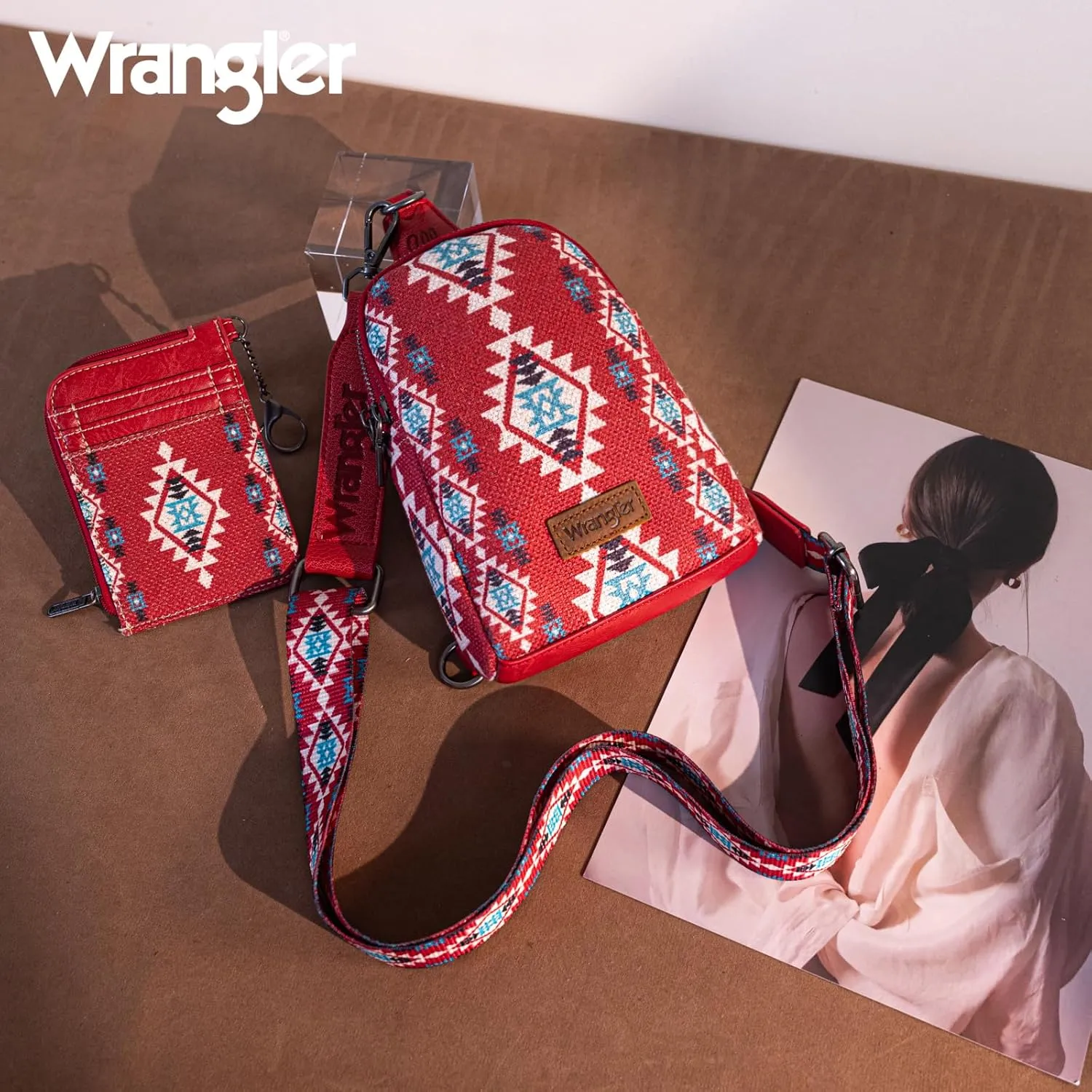 Wrangler Aztec Crossbody Sling Bags for Women Wallet Set