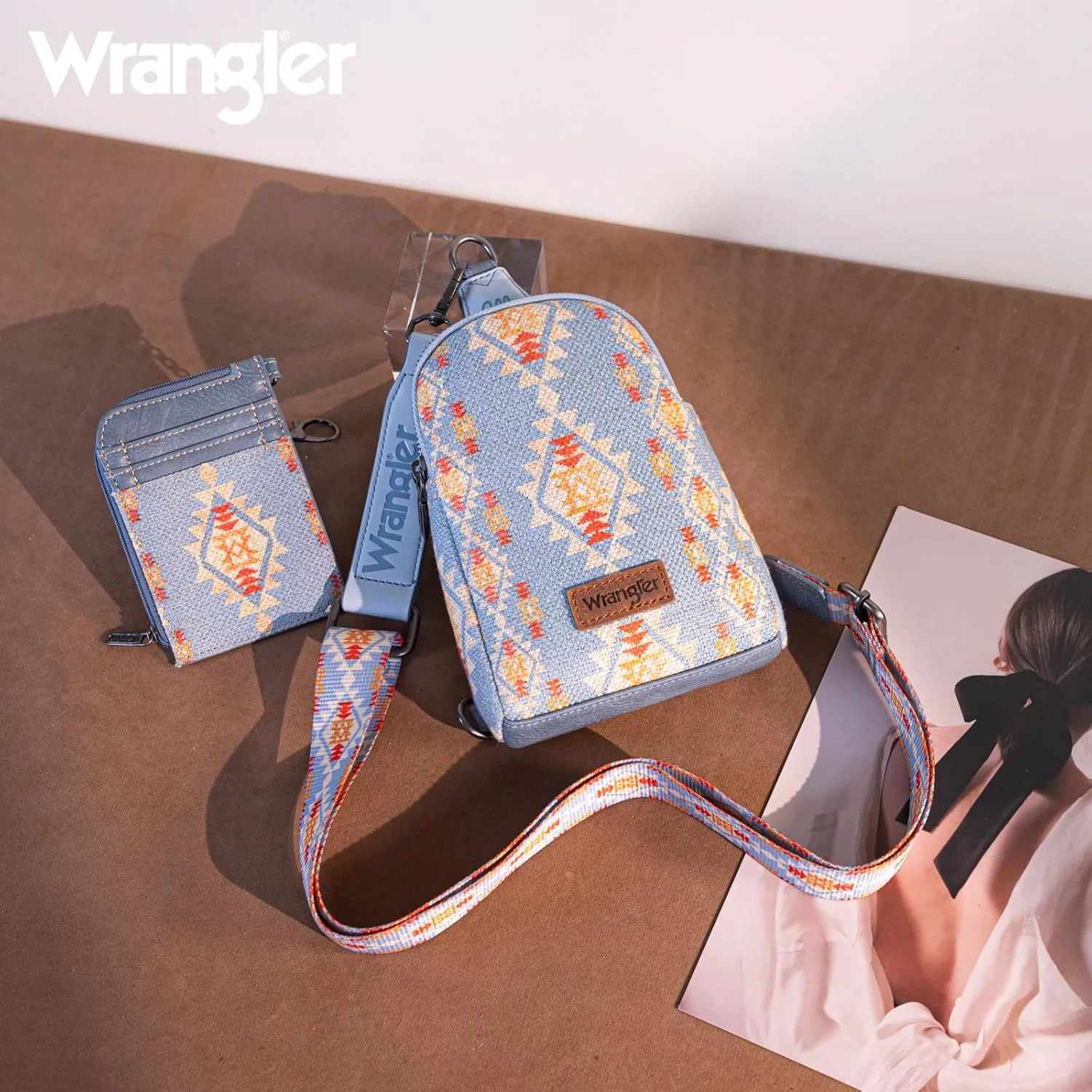 Wrangler Aztec Crossbody Sling Bags for Women Wallet Set
