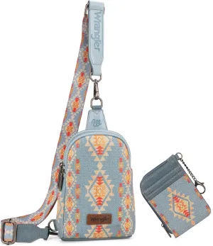 Wrangler Aztec Crossbody Sling Bags for Women Wallet Set