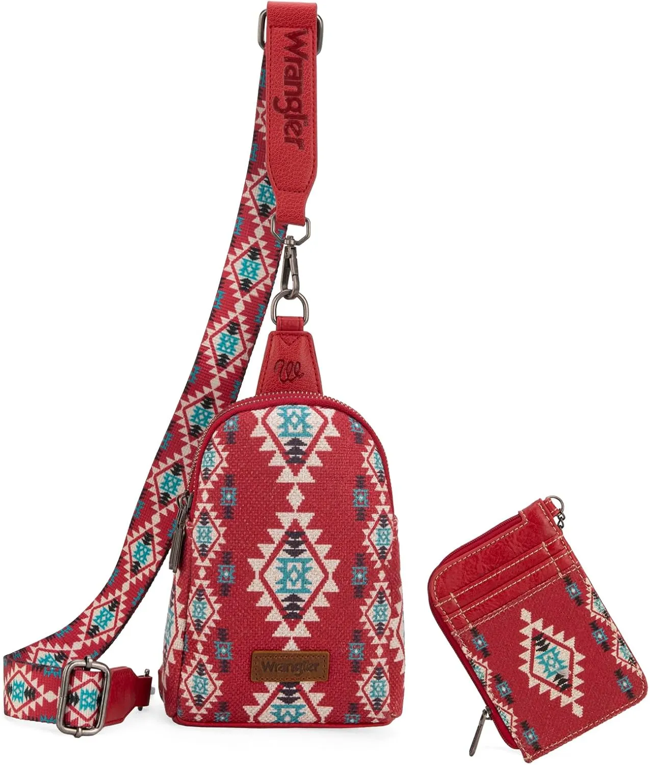Wrangler Aztec Crossbody Sling Bags for Women Wallet Set