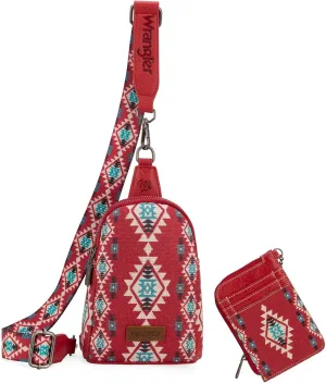 Wrangler Aztec Crossbody Sling Bags for Women Wallet Set
