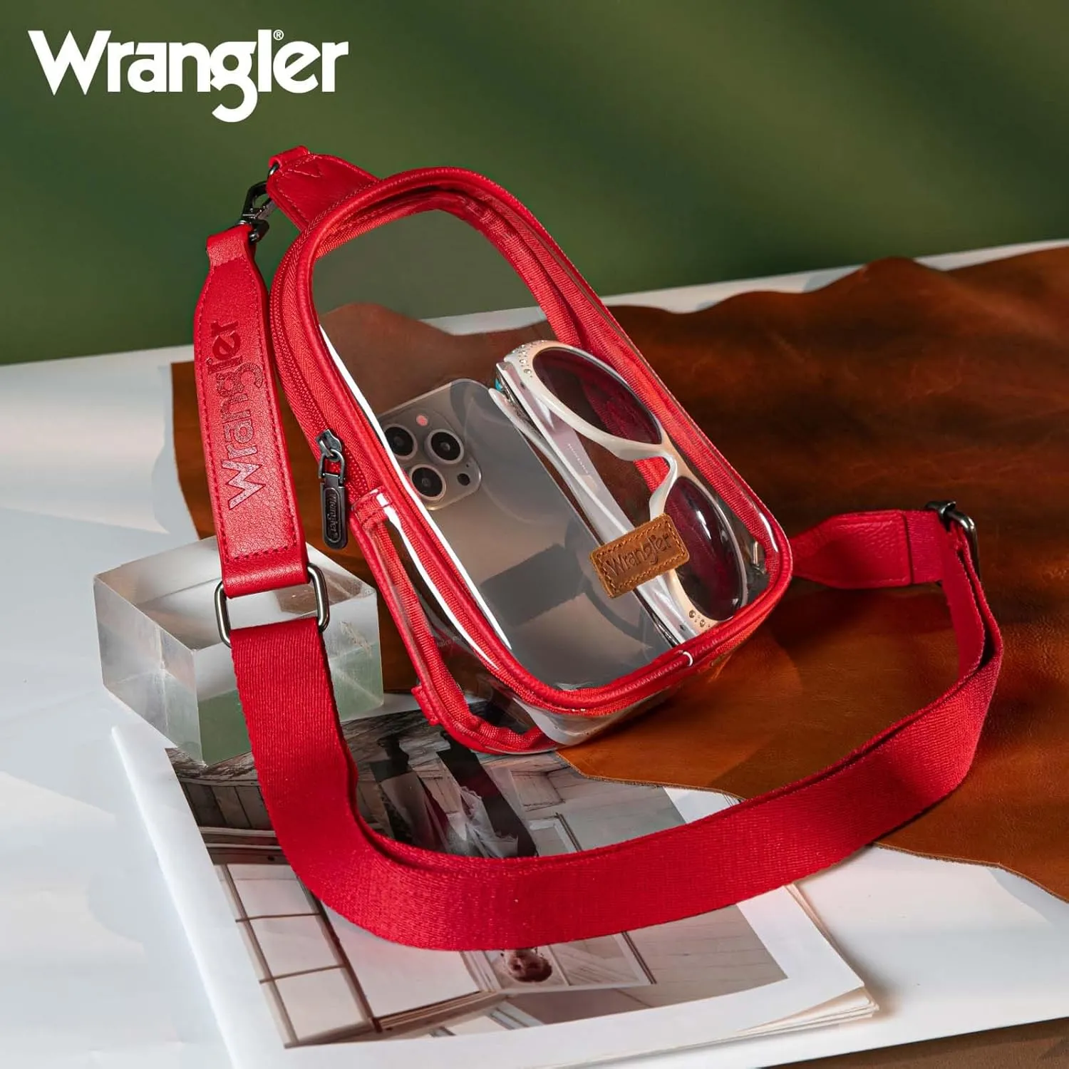 Wrangler Crossbody Clear Sling Bags for Women Stadium Approved Cross Body Purse for Sports Events Concerts
